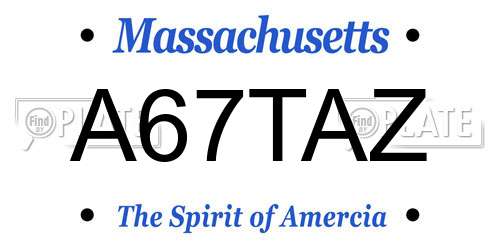 A67TAZ Massachusetts License Plate