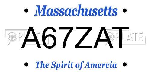 A67ZAT Massachusetts License Plate