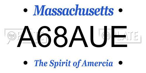 A68AUE Massachusetts License Plate