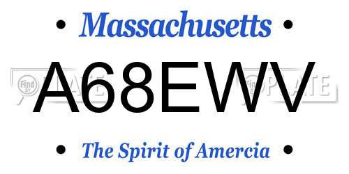 A68EWV Massachusetts License Plate