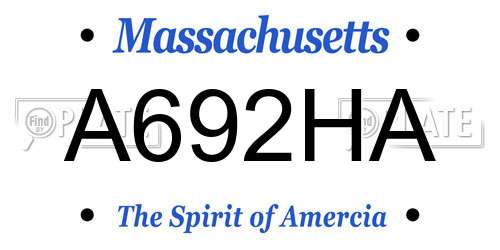 A692HA Massachusetts License Plate