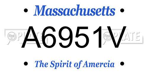 A6951V Massachusetts License Plate