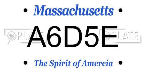 A6D5E Massachusetts License Plate