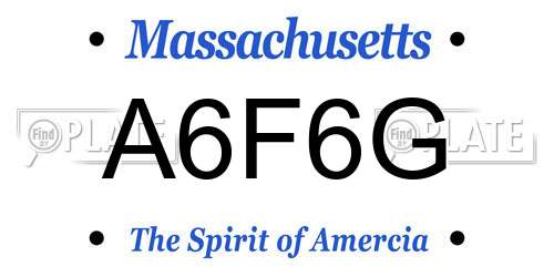 A6F6G Massachusetts License Plate
