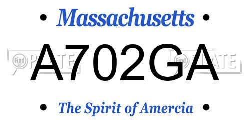 A702GA Massachusetts License Plate