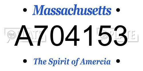A704153 Massachusetts License Plate