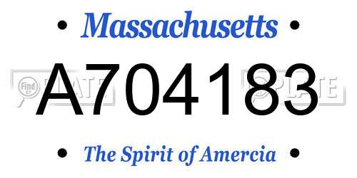 A704183 Massachusetts License Plate