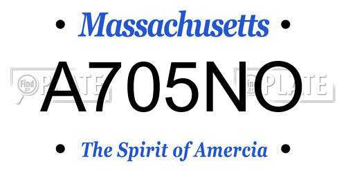 A705NO Massachusetts License Plate