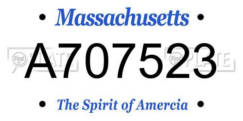 A707523 Massachusetts License Plate