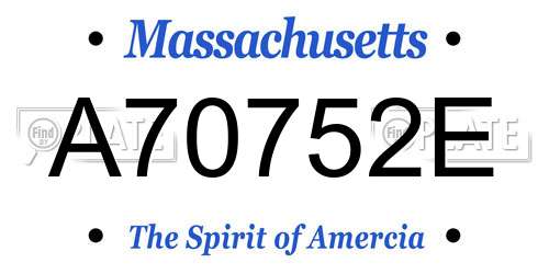 A70752E Massachusetts License Plate