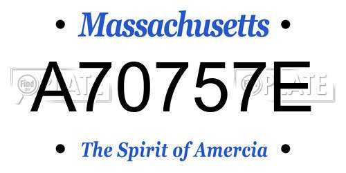 A70757E Massachusetts License Plate