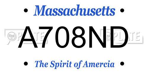 A708ND Massachusetts License Plate