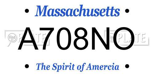 A708NO Massachusetts License Plate