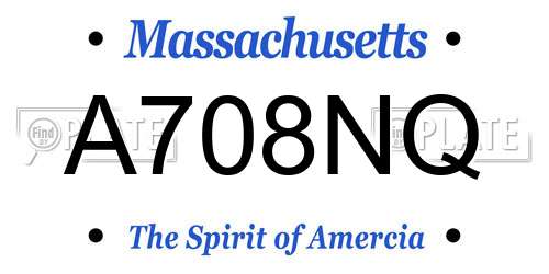A708NQ Massachusetts License Plate