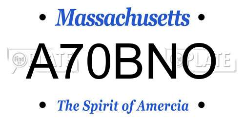 A70BNO Massachusetts License Plate