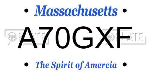 A70GXF Massachusetts License Plate