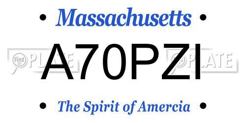 A70PZI Massachusetts License Plate