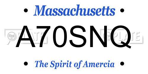 A70SNQ Massachusetts License Plate