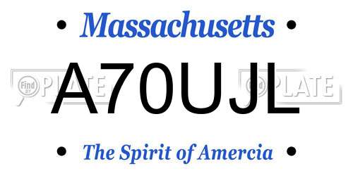 A70UJL Massachusetts License Plate