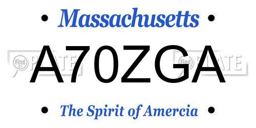 A70ZGA Massachusetts License Plate