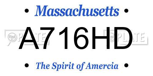 A716HD Massachusetts License Plate