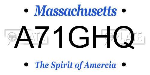 A71GHQ Massachusetts License Plate