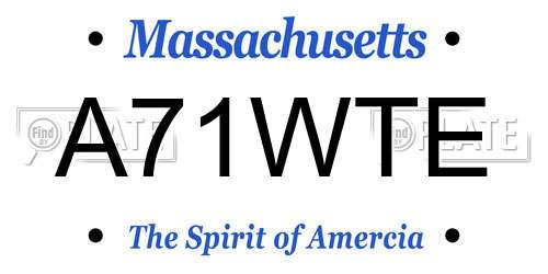 A71WTE Massachusetts License Plate
