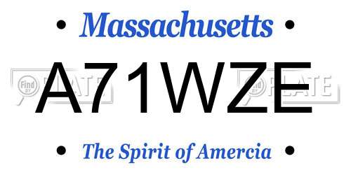 A71WZE Massachusetts License Plate