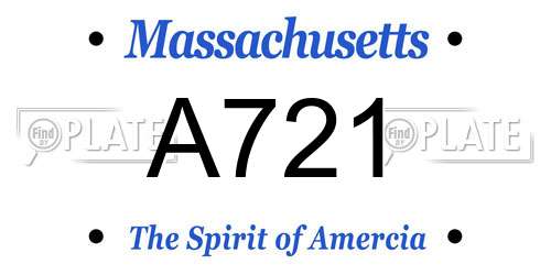 A721 Massachusetts License Plate