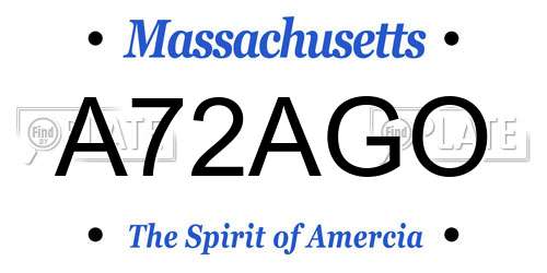 A72AGO Massachusetts License Plate