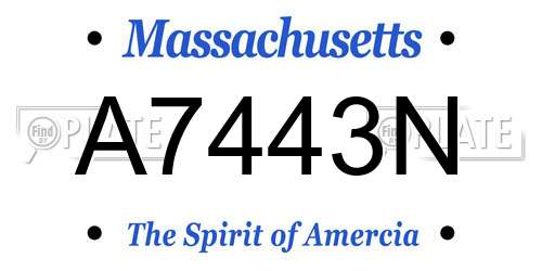 A7443N Massachusetts License Plate