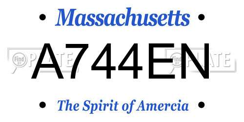 A744EN Massachusetts License Plate