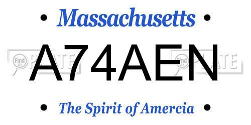 A74AEN Massachusetts License Plate
