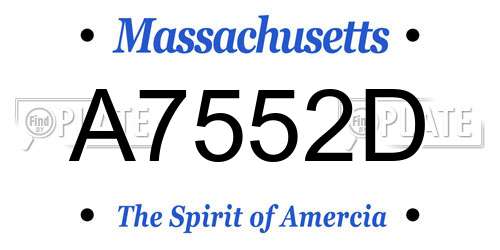 A7552D Massachusetts License Plate