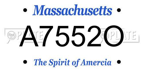 A7552O Massachusetts License Plate