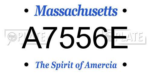 A7556E Massachusetts License Plate