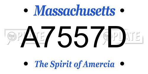 A7557D Massachusetts License Plate