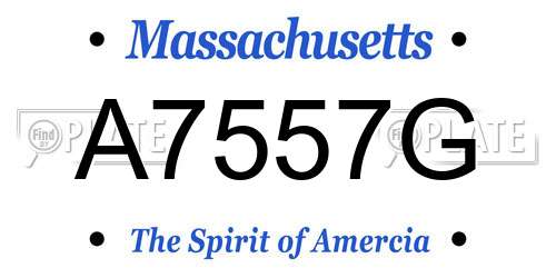 A7557G Massachusetts License Plate
