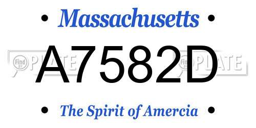 A7582D Massachusetts License Plate