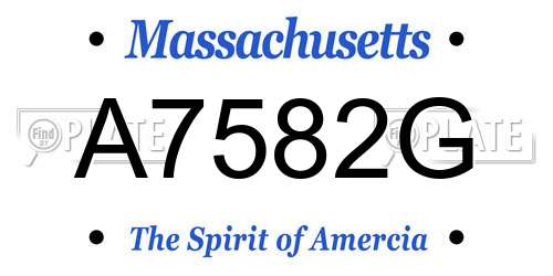 A7582G Massachusetts License Plate