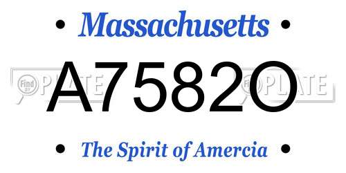 A7582O Massachusetts License Plate