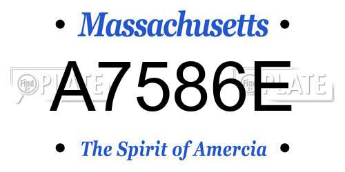 A7586E Massachusetts License Plate