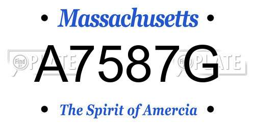 A7587G Massachusetts License Plate