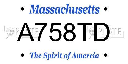 A758TD Massachusetts License Plate