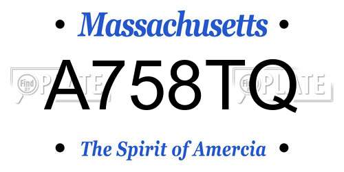 A758TQ Massachusetts License Plate