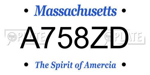 A758ZD Massachusetts License Plate
