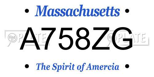 A758ZG Massachusetts License Plate
