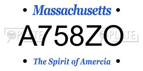 A758ZO Massachusetts License Plate