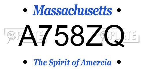 A758ZQ Massachusetts License Plate