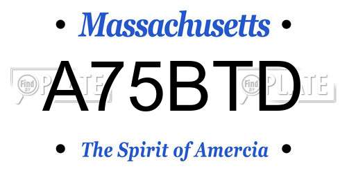 A75BTD Massachusetts License Plate
